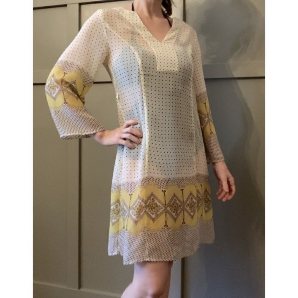 𝅺Hale Bob Sheer Boho Long Sleeve Swim Coverup Dress Size Small